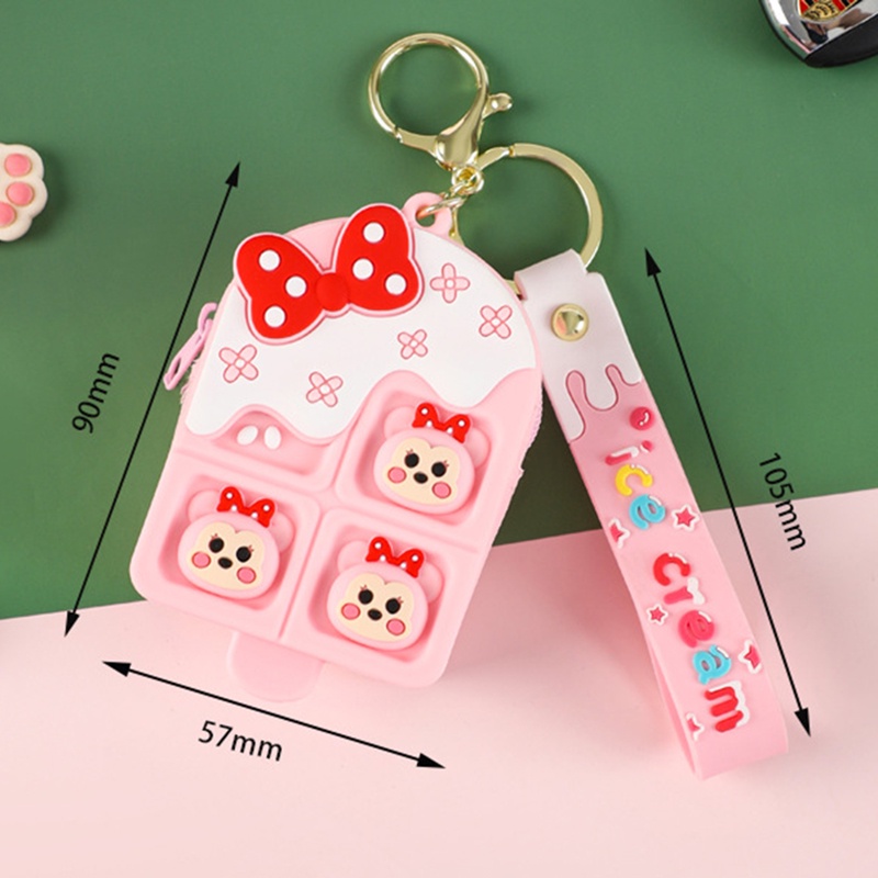 Túi Đựng Tiền Xu / Chìa Khóa Hình Que Kem / Gấu Dâu Tây Dễ Thương