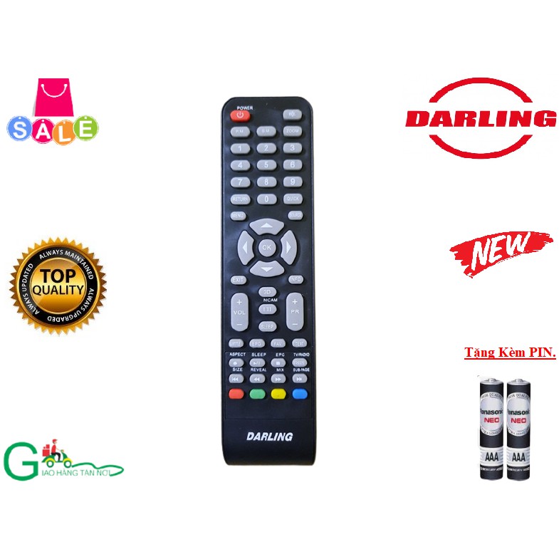 Remote Điều khiển từ xa tivi Darling dùng cho các dòng LED/LCD/Smart TV- Hàng chính hãng,mới 100%- Tặng kèm Pin