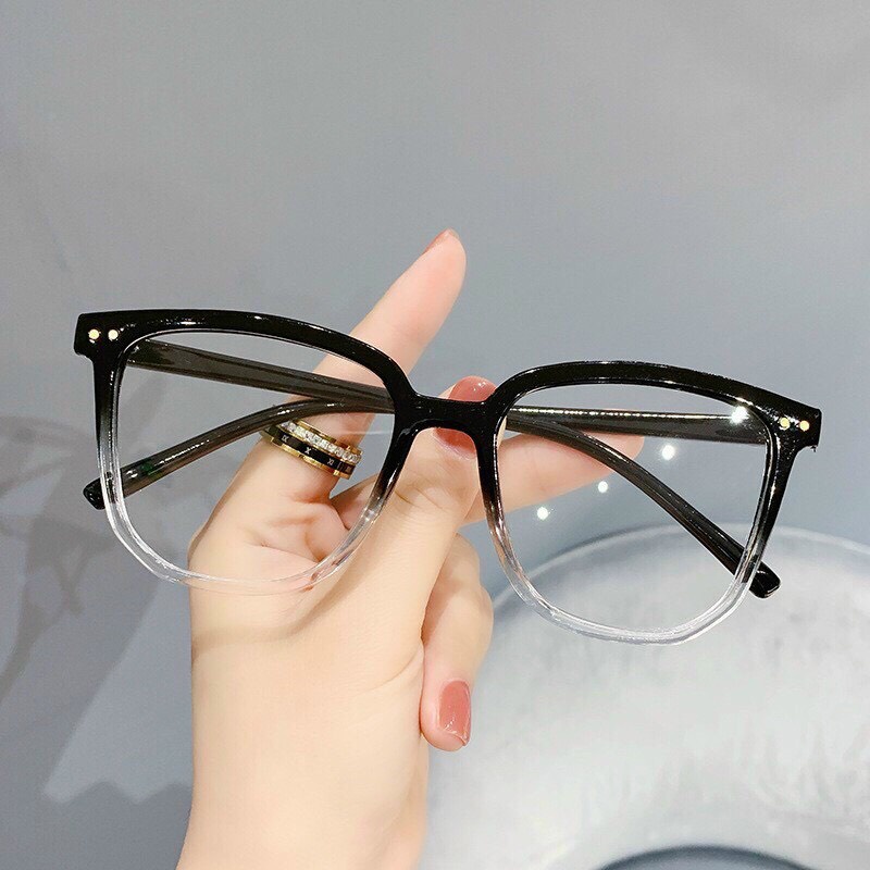 Kính nam nữ không độ chống bụi, Gọng kính mắt vuông thời trang nam nữ chống tia UV, ánh sáng xanh - MK04