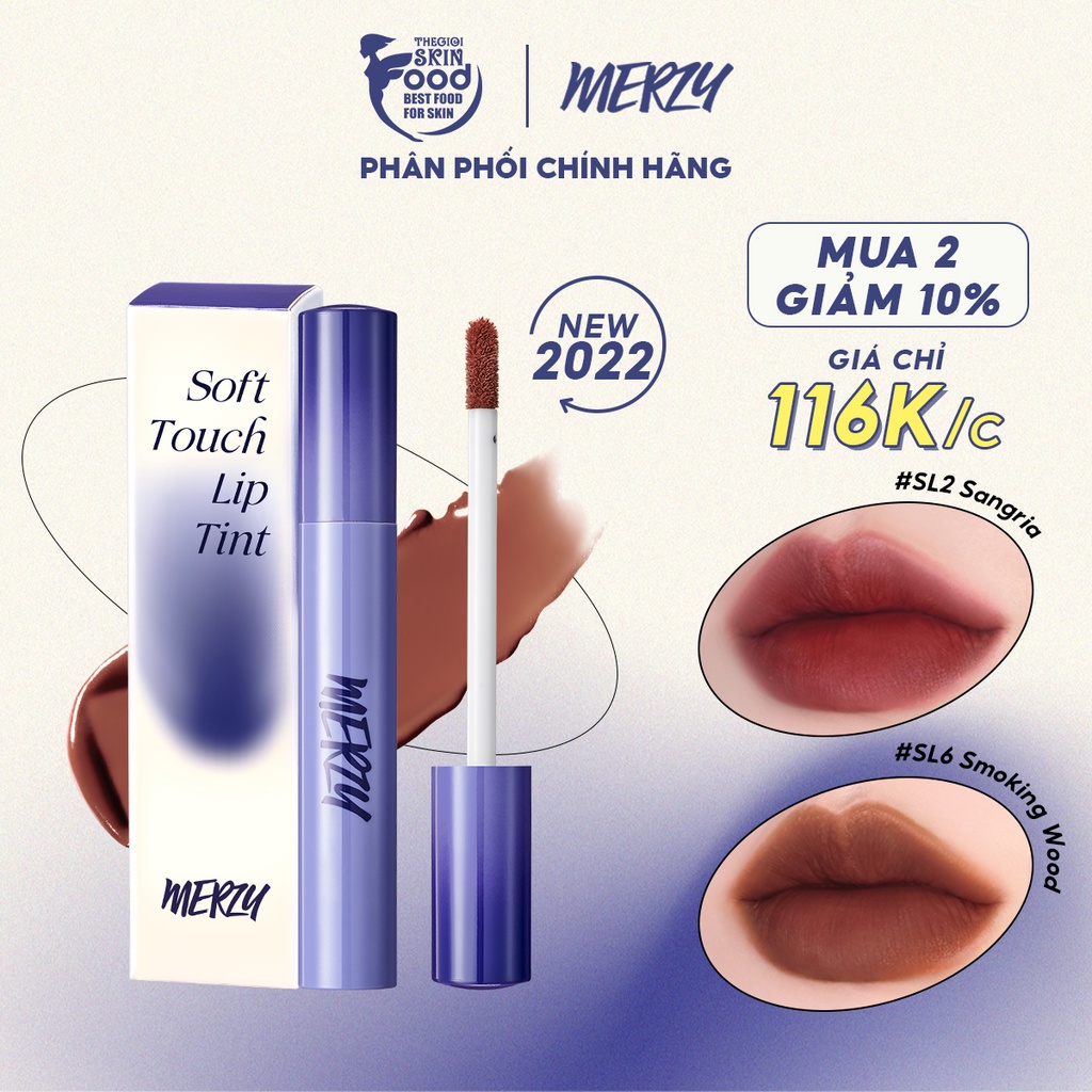 New 2022 Son Kem Siêu Lì, Siêu Mịn Môi Hàn Quốc Merzy Soft Touch Lip Tint 3g