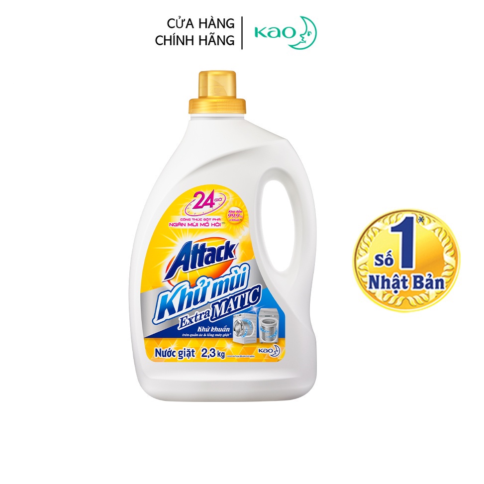 [Mã FMCGKAO52 giảm 8% đơn 250k] Nước giặt Attack Khử Mùi Extra Matic Chai 2.3kg