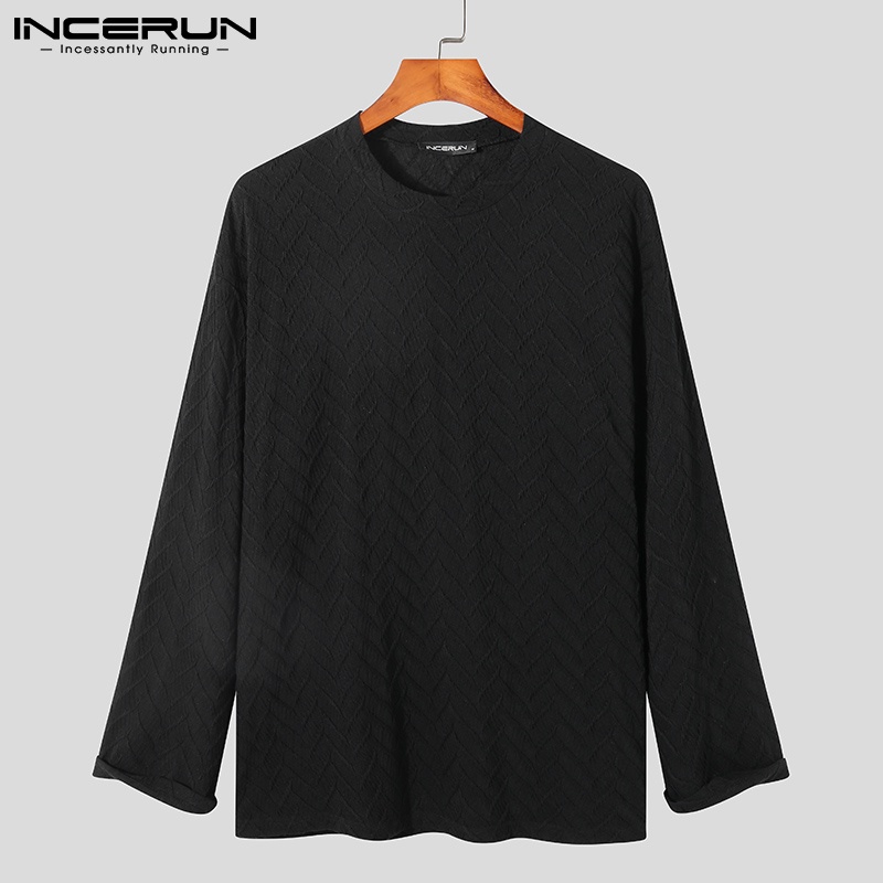Áo chui đầu INCERUN thời trang cơ bản cho nam dài tay màu trơn