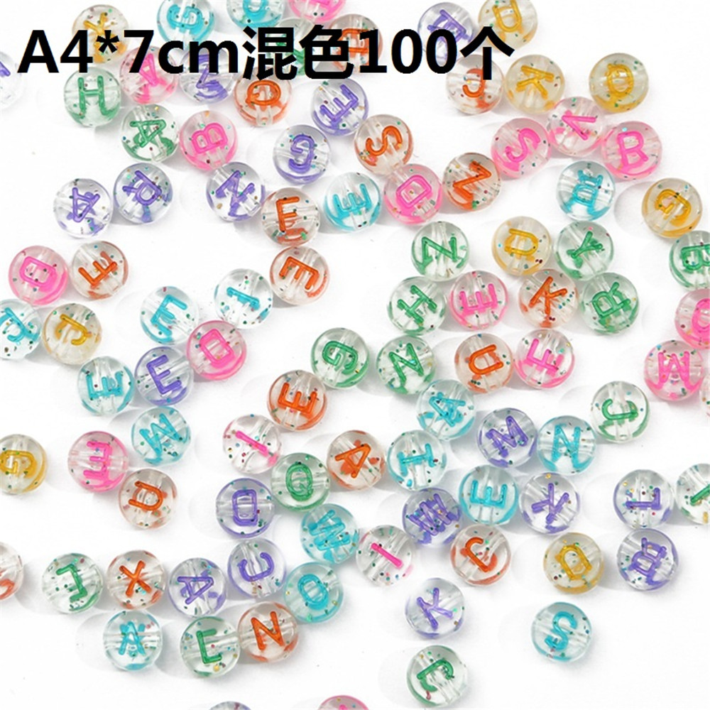 Set 100 Hạt Nhựa Acrylic Hình Chữ Cái Dùng Làm Trang Sức Thủ Công