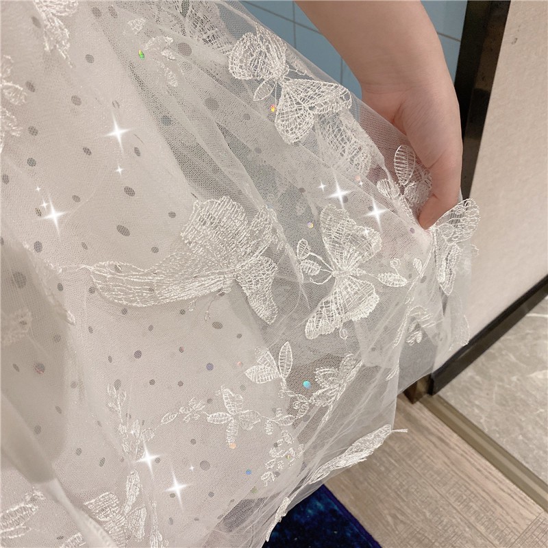 🌸Hàng Quảng Châu🌸Váy Công Chúa Thêu Bướm Tay Ren Nhẹ Nhàng Nữ Tính🌸 Váy Thiết Kế