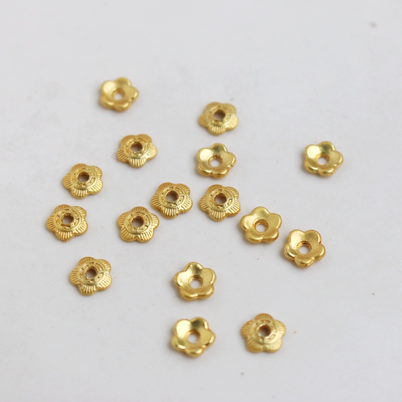 Set 50 Hạt Xỏ Lỗ Lớn Bằng Đồng Mạ Vàng 18k diy Làm Giá Đỡ Trang Sức