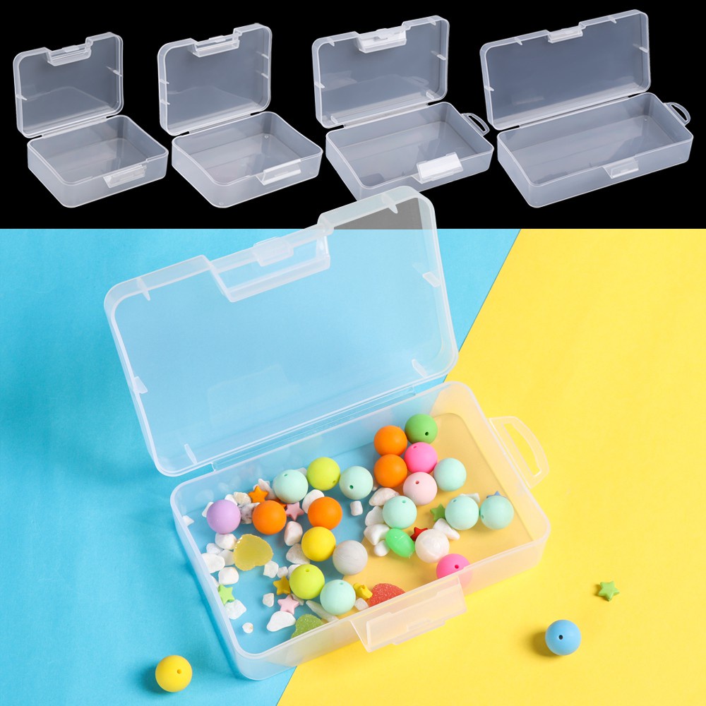 LETTER🌟 Small Storage Box Plastic Pill Storage Supply Jewelry Diamond Container 4 Sizes Clips Boxes Home Organization Square Clear Craft Bead Holder