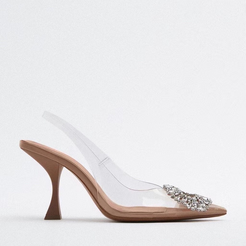 Giày slingback quai trong đính đá sang chảnh Z/a/r/a full box tag