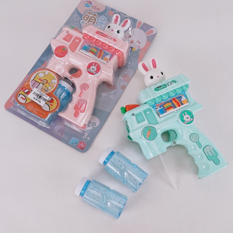 Bộ Đồ Chơi Máy Bắn Bong Bóng Xà Phòng hình Con thỏ Sử dụng pin