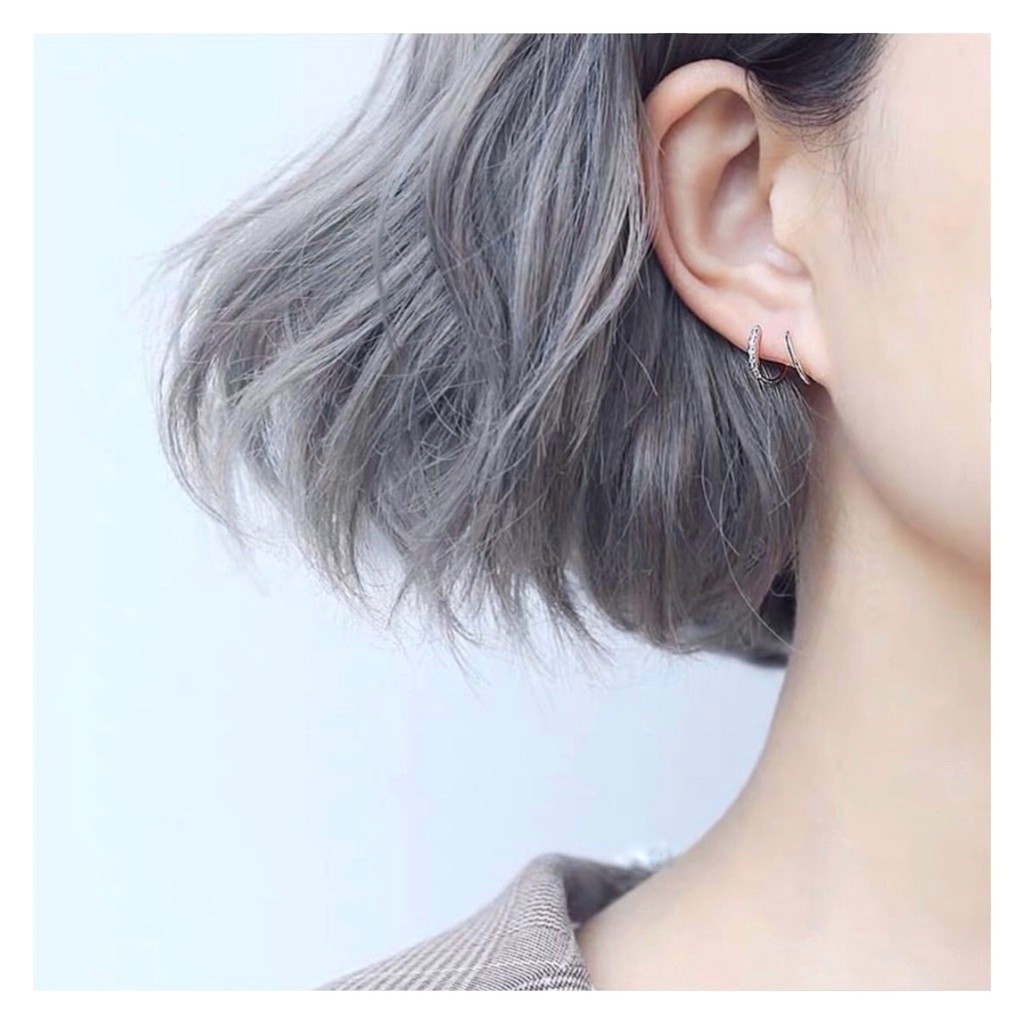 Bông tai bạc nữ lò xo dạng móc DaLiA Jewelry khuyên tai đính đá dễ đeo không cần chốt hoa tai đẹp
