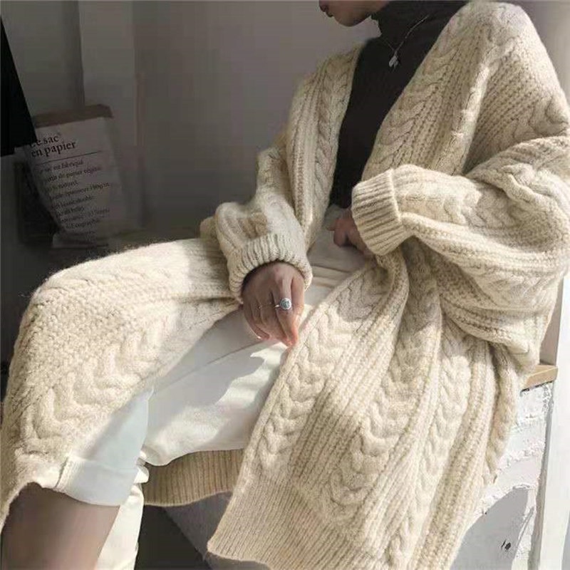Áo khoác cardigan dệt kim dáng rộng thời trang trẻ trung
