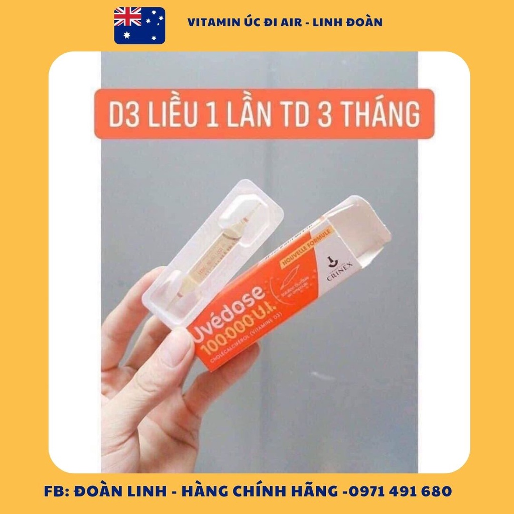 Vitamin D3 1 liều 3 tháng Uvedose Pháp dành cho bé trên 18 tháng, Hàng chuẩn Pháp, D3 liều cao