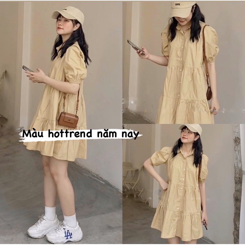 ĐẦM SƠ MI BABYDOLL ULZZANG Váy sơ mi babydoll búp bê cổ polo