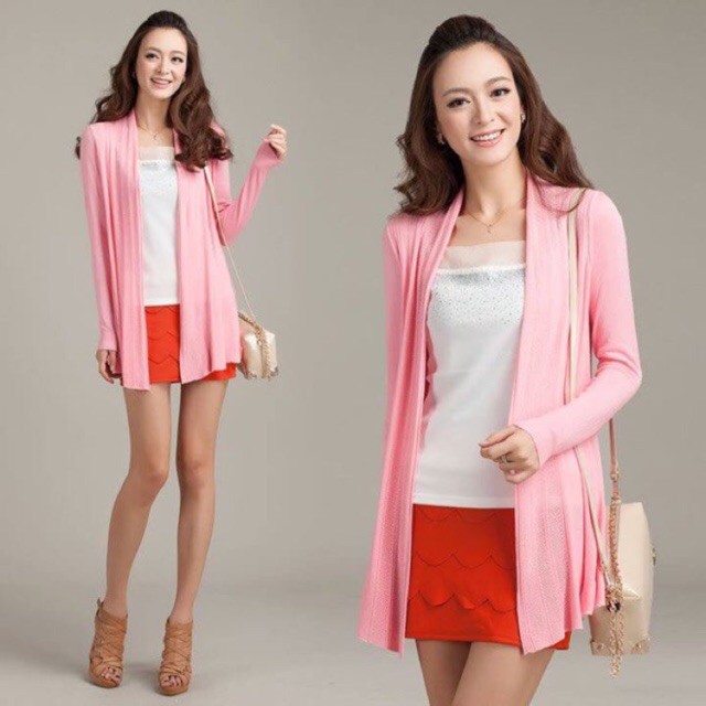 áo choàng cardigan len dệt kim hàn quốc dáng dài