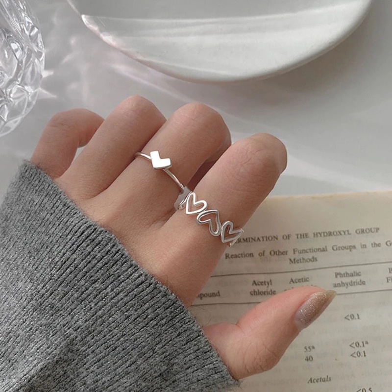 Bộ Nhẫn Hở / Nhẫn Hình Trái Tim Thời Trang Có Thể Điều Chỉnh Cho Cặp Đôi