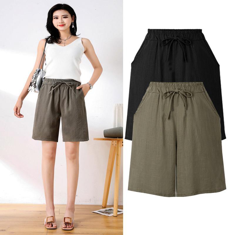 [Mã FAMAYWA giảm 10K đơn 50K] Quần short lửng ống rộng form nữ chất đũi cotton Hàn Quốc cao cấp