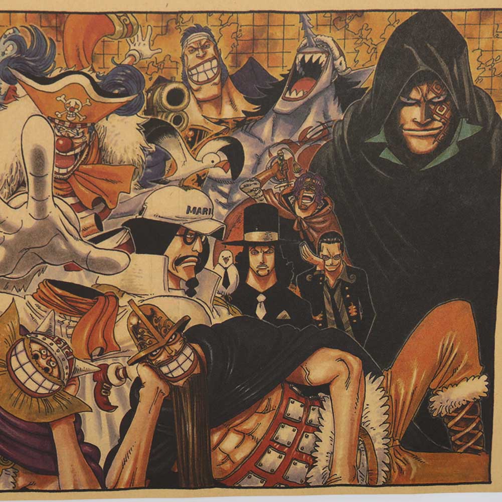Poster hình nhân vật phim One Piece phong cách Vintage trang trí quán cà phê