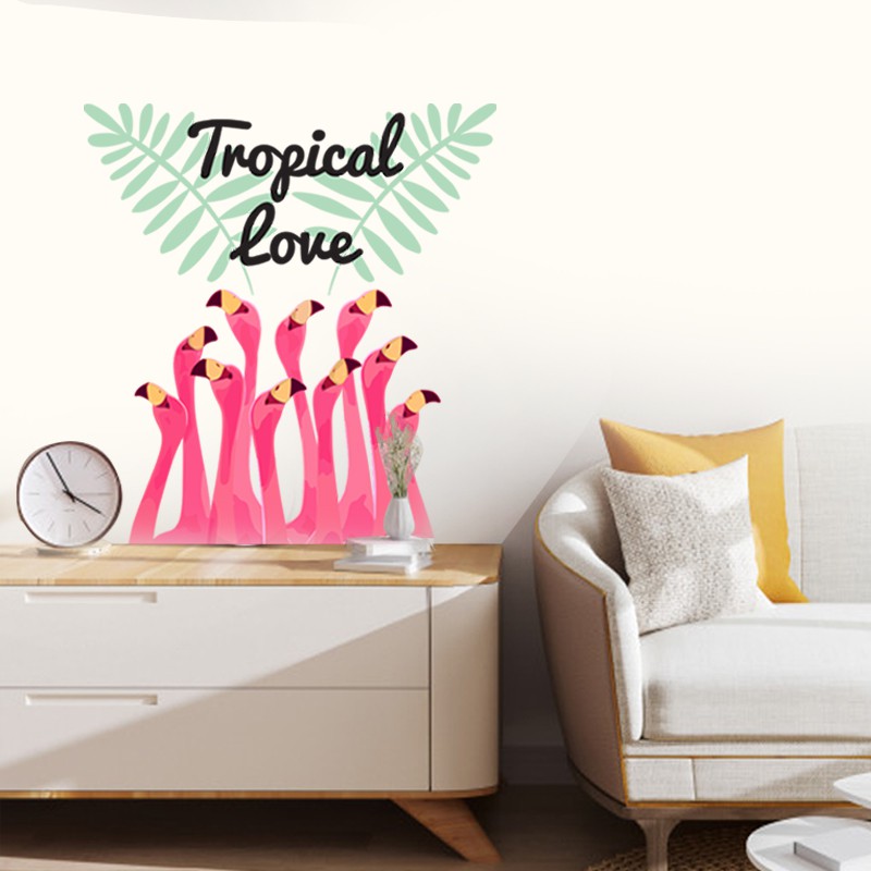 Decal Dán Trang Trí Phòng | Tranh Dán Tường Chủ Đề Thiên Nhiên - Hồng Hạc Nhiệt Đới