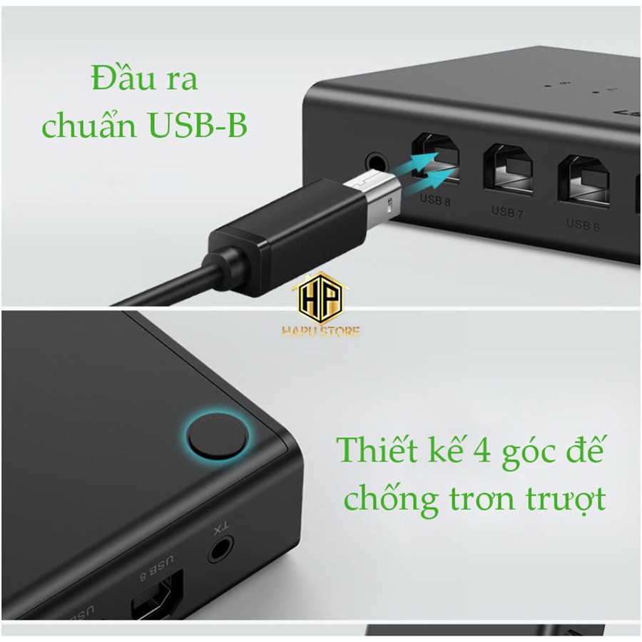 Thiết bị chia sẻ 2 USB cho 8 máy tính Ugreen 60102 Cao Cấp Chính hãng CM229