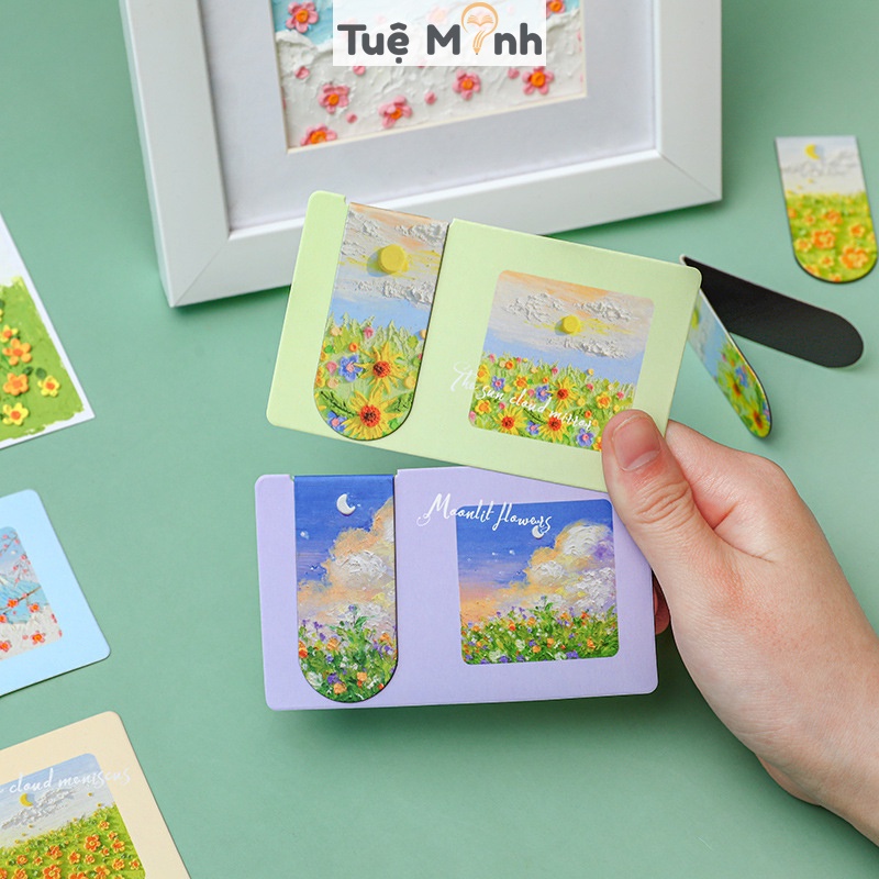 Đánh dấu sách nam châm bookmark NO21 hình tranh sơn dầu nghệ thuật VPP Tuệ Minh, đánh dấu vở sách