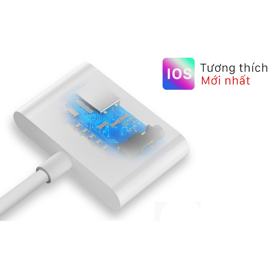 Jack chuyển đổi iphone sang jack 3.5mm và lighting - vừa sạc vừa sử dụng tai nghe - Bảo hành 1 đổi 1