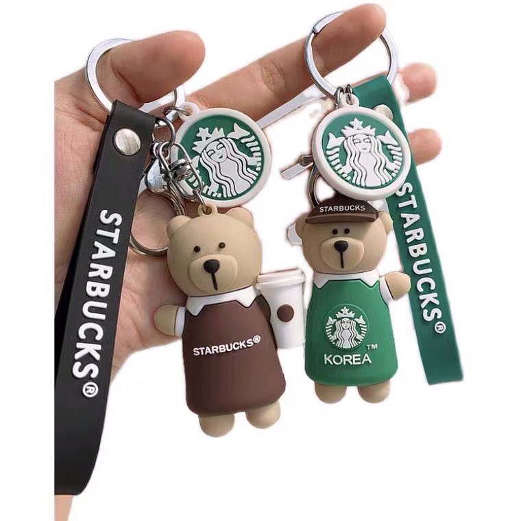 Móc khóa mô hình chú gấu Starbucks đáng yêu làm quà tặng trang trí_Rap