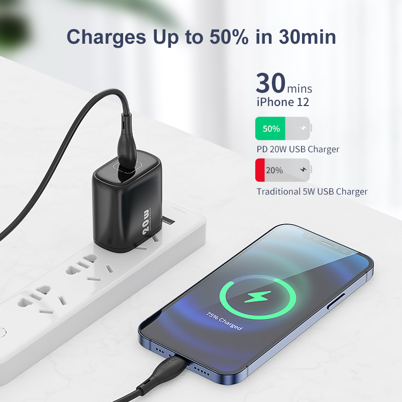 Cáp Lightning sang USB Type-C KUULAA hỗ trợ sạc nhanh cho iPhone 12 Mini 12 Pro Max 11 8 7 Macbook iPad PD 20W 18W