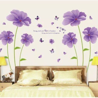 Decal tranh dán tường hoa tím to nhất