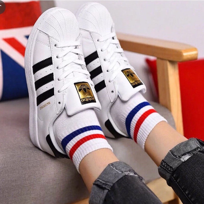 Giày Super Star trắng 3 sọc đen Hot Trend thể thao sneaker nam nữ, hàng Full box Full bill