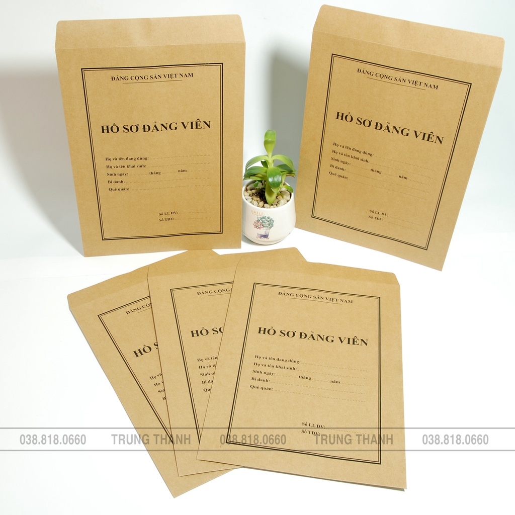 COMBO 5 TÚI HỒ SƠ ĐẢNG VIÊN, kích thước 25cm x 34cm - giấy Kraft loại dầy