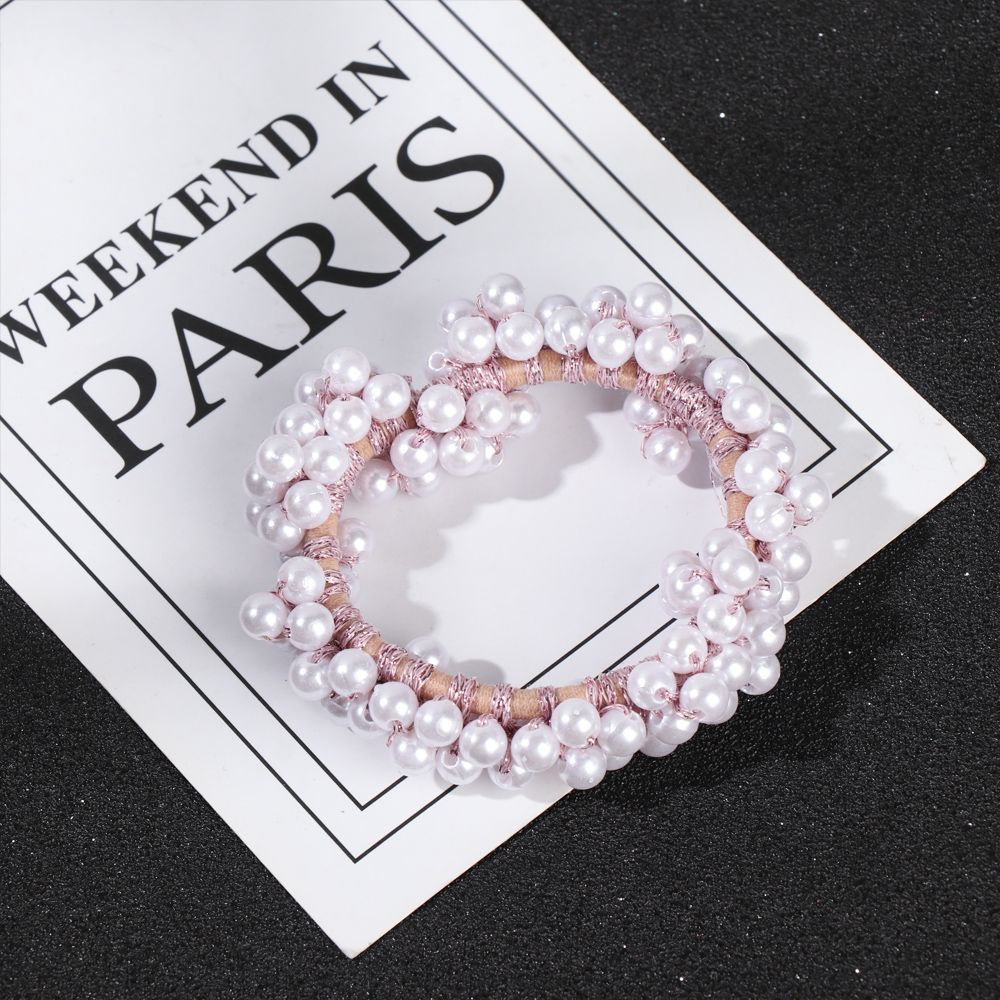 Dây cột tóc co giãn đính hạt ngọc trai giả thời trang xinh xắn