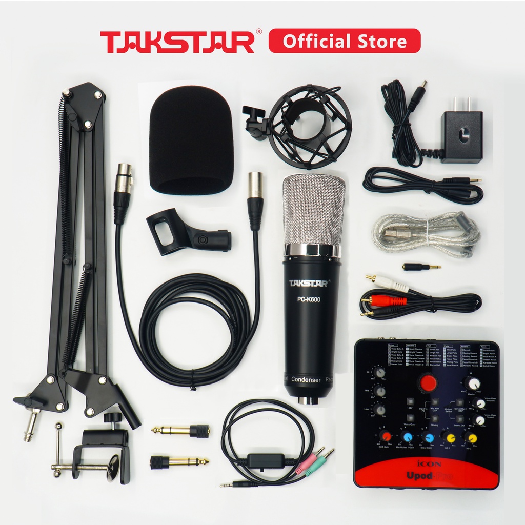 Bộ Mic Livestream Chính Hãng Đầy Đủ Sound Card Icon Upod Pro, Mic Takstar PC-K600 & Phụ Kiện Cao Cấp Bảo Hành 1 Năm