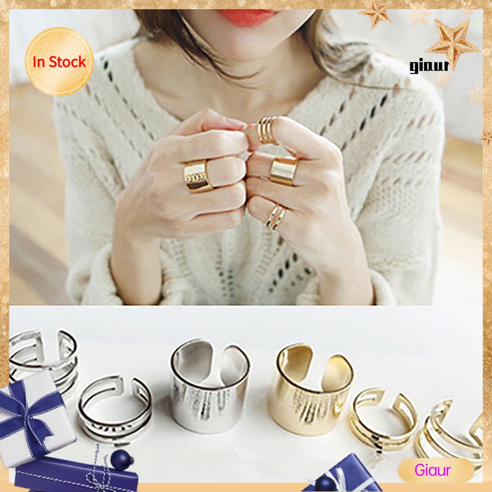 CHARMS Set 3 Nhẫn Tay Kiểu Dáng Thời Trang Cá Tính Cho Nữ