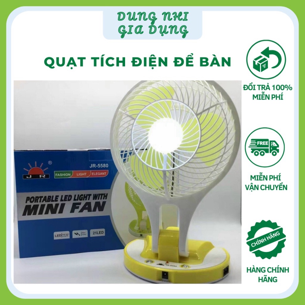 Quạt Tích Điện Để Bàn Có Đèn Led Với 2 Tốc Độ Gió Quạt Tích Điện MiNi PoLo M-5580 Hot