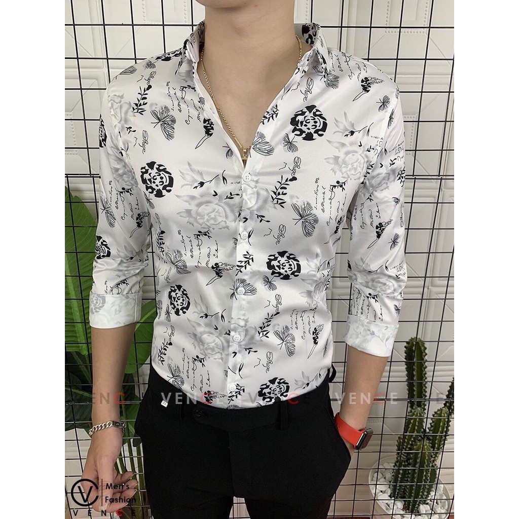 áo sơ mi nam nữ hoạ tiết căp đoi tay dài vải lụa 3d in họa tiết trắng vải lụa 3d form body | BigBuy360 - bigbuy360.vn