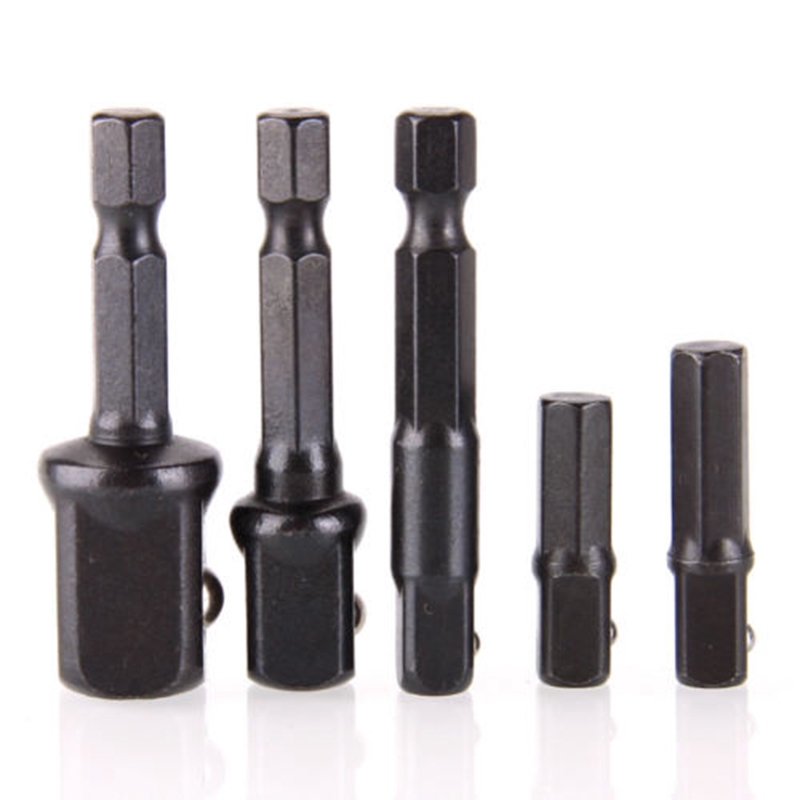 Set 5 phụ kiện chuyển đổi ổ cắm Hex sang 1/4&quot; 3/8 1/2 inch Ratchet bit cho tua vít