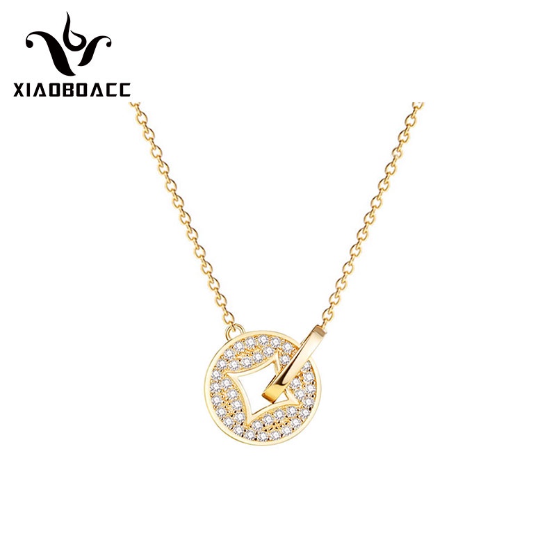 XiaoboACC Vòng cổ Thép Titan Mạ Vàng 18K Thời Trang Cho Nữ - 38CM+6CM