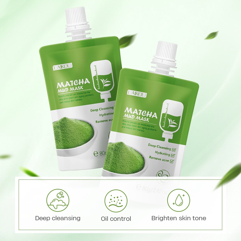 Mặt nạ bùn LAIKOU chiết xuất matcha làm sạch sâu 80g