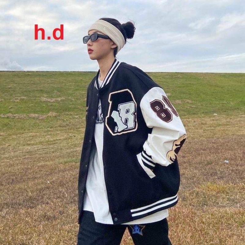 Áo khoác bomber Bóng Chày 89Chất loại 1tay áo và gấu áo có bo dệt xịnfreesize &lt;55kg Phong cách thể thao Hàn Quốc