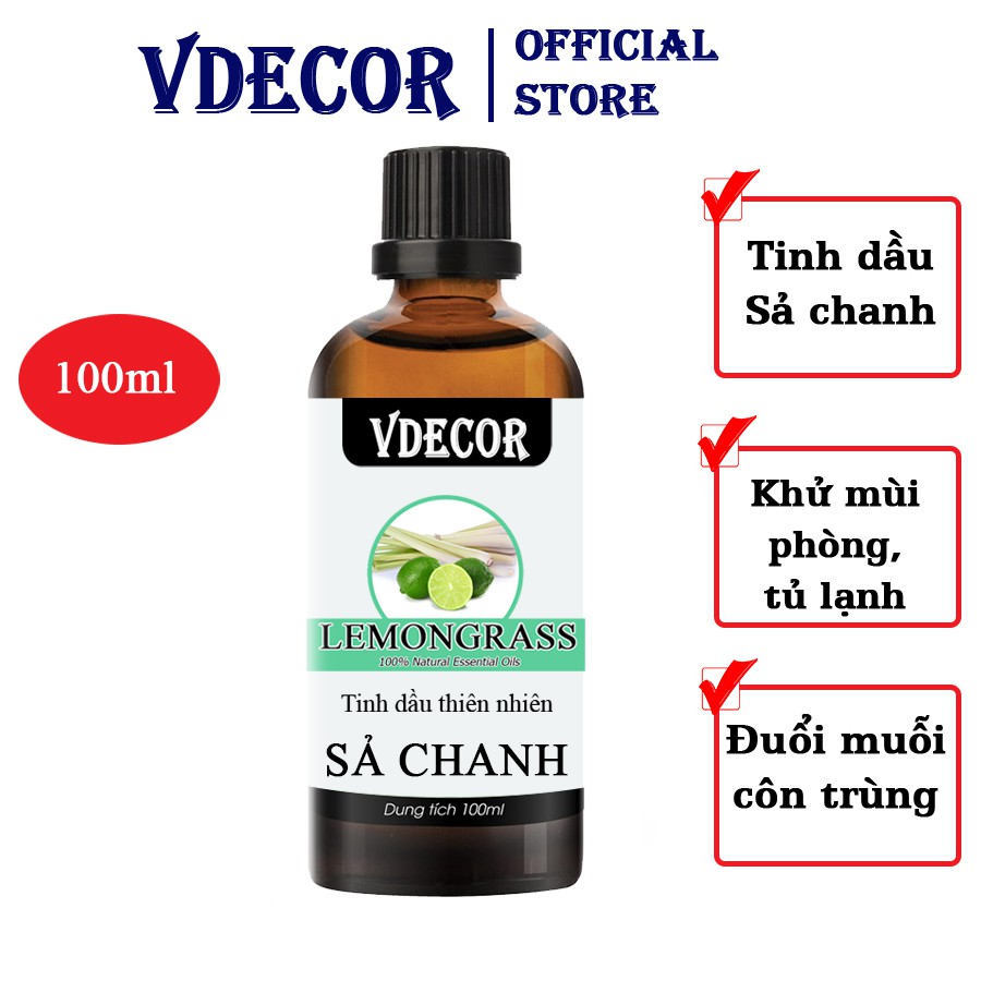 [Tiết kiệm lên đến 50%] Lọ 100ml tinh dầu Vdecor nguyên chất 100% thiên nhiên