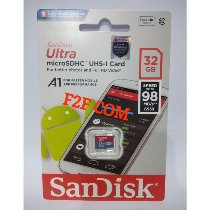 SANDISK Thẻ nhớ SD CARD 32GB 98MBPS CLASS 10-OFFICIAL ULTRA A1