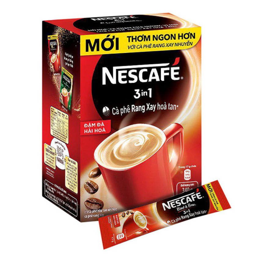 NESCAFE 3in 1 Cà Phê Rang Xay Hòa Tan Đậm Đà Hài Hòa (20 gói x 17g)