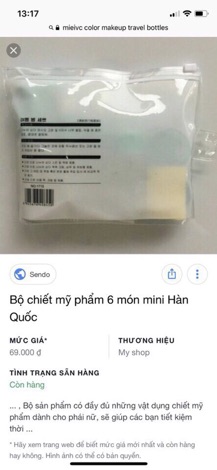 BỘ CHIẾT MỸ PHẨM 6 MÓN HÀN QUỐC