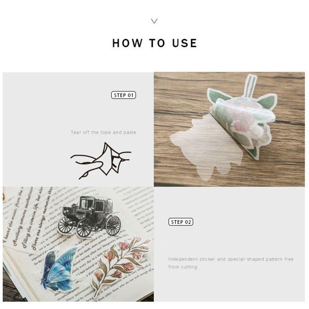 Set 60 Sticker Giấy Washi Dán Trang Trí Sổ Lưu Niệm Hình Hoa Lá