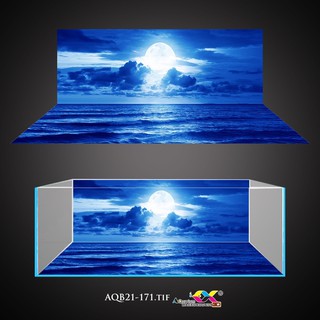 Tranh 3D dán hồ cá, bể thủy sinh mẫu mặt trăng cực ấn tượng, tranh có keo sẵn, có thể làm theo kích thước yêu cầu