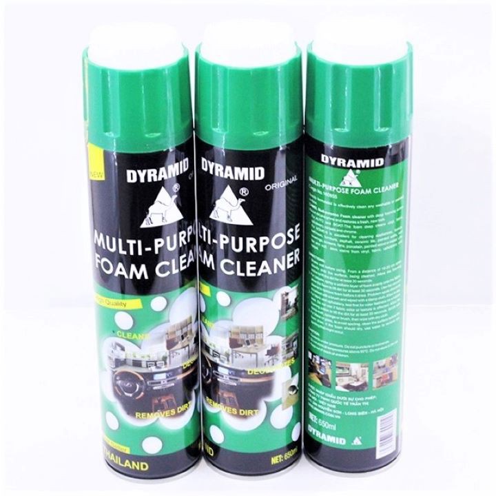 Chai xịt bọt vệ sinh ghế da, trần, tapto, cánh cửa xe ô tô DYRAMID Thái Lan - Foam Cleaner 650ml