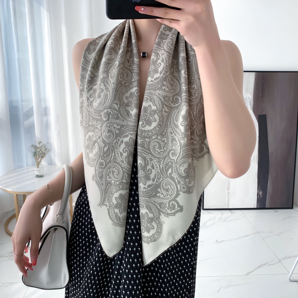 Khăn choàng vuông bằng lụa nhân tạo mềm mại 90cm 35.4&quot; thời trang dành cho nữ WJ1007-05
