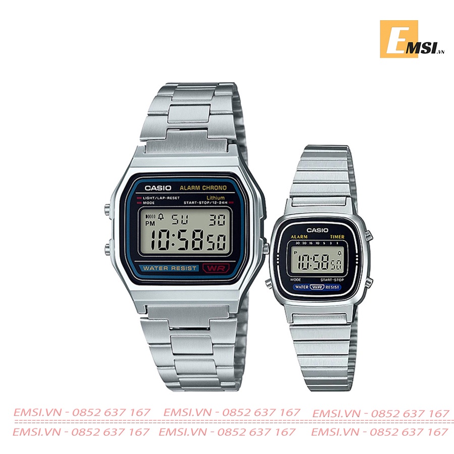 Đồng Hồ Casio Cặp Đôi A158WA-1DF & LA670WA-1DF EMSI.VN