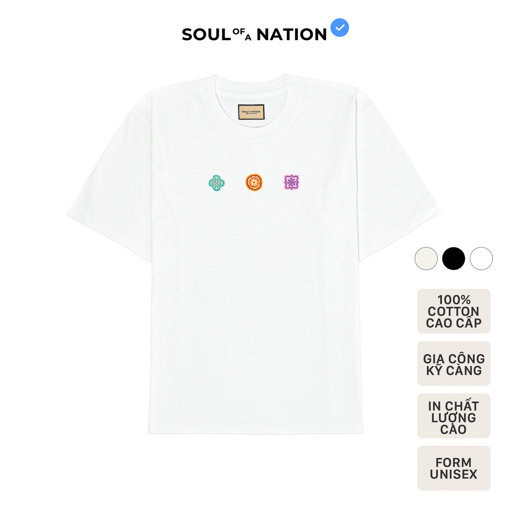 Áo thun unisex In hình cao cấp những viên GẠCH BÔNG MINI Ver 1 form basic 100% cotton SOUL OF A NATION - Trắng/Đen/Kem