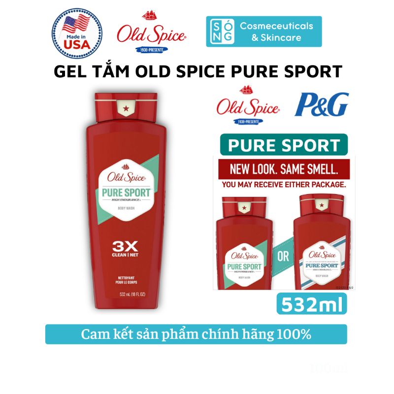 [AUTH] Gel Tắm Old Spice Pure Sport Dành Cho Nam 532ml