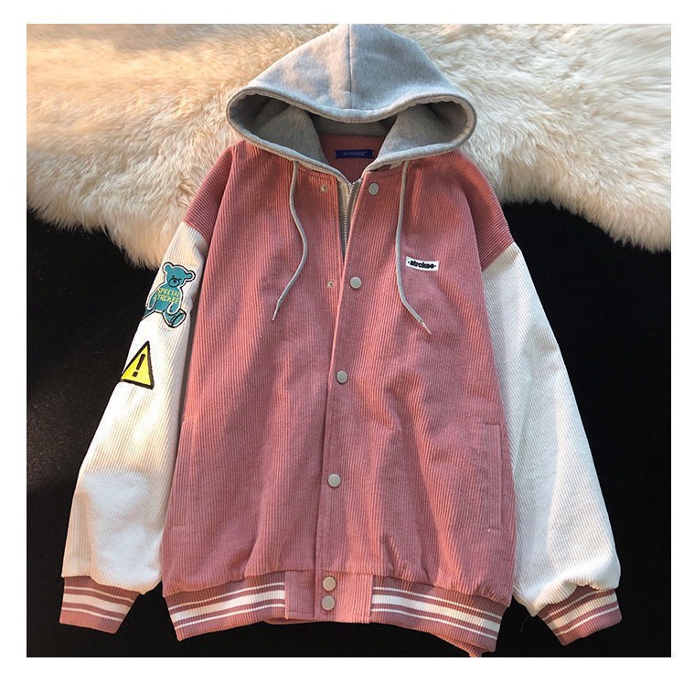 ÁO BOMBER NHUNG PHỐI MŨ NỈ THÊU GẤU ( AK09) | BigBuy360 - bigbuy360.vn